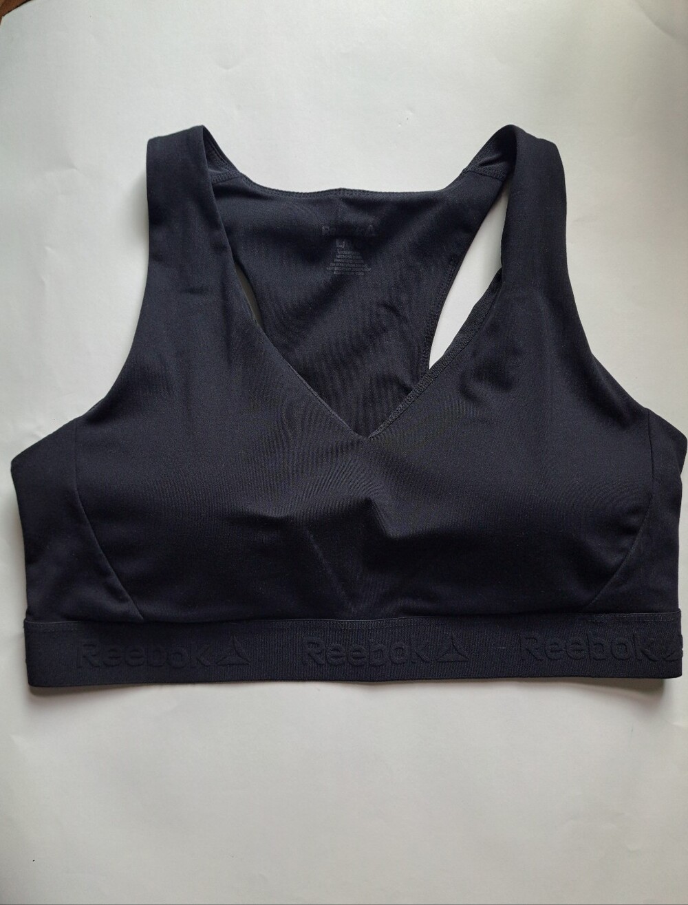 Reebok Black Sports Bra L | Medium Support Racerback Workout Gym Activewear